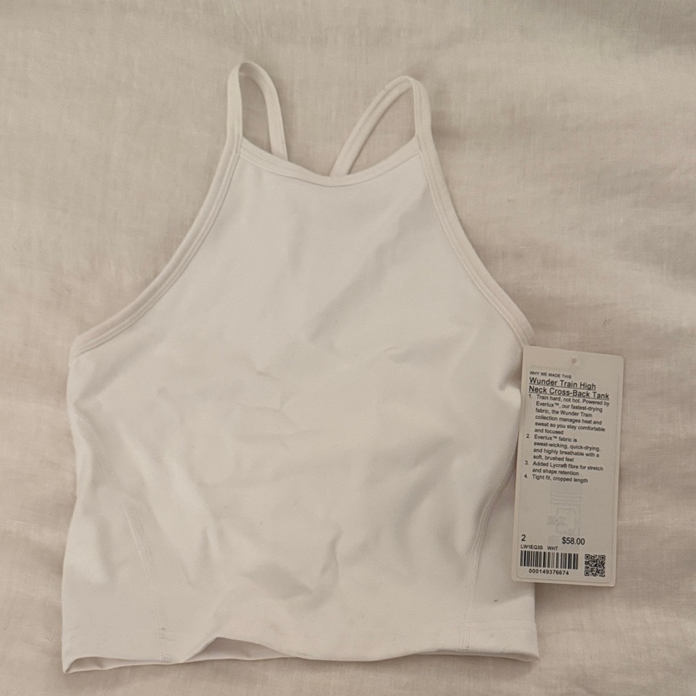 Lululemon Athletica Wunder Train High Neck Cross-Back Tank - White